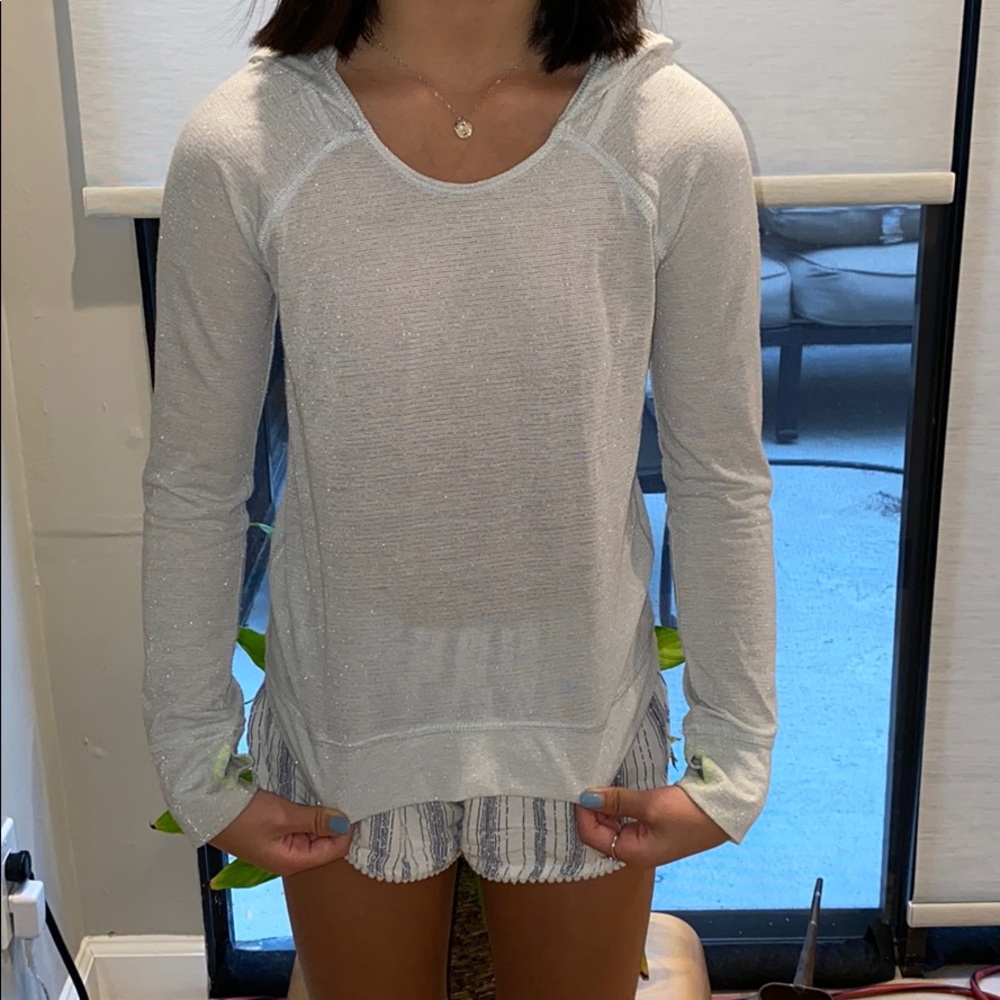 zella girl silver/ glitter long sleeve with hood